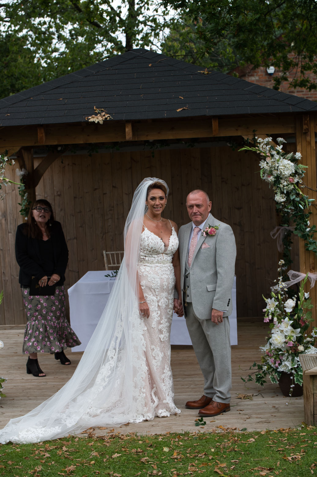 Bride and groom laughing during micro wedding ceremony at Lyme Breeze Macclesfield  